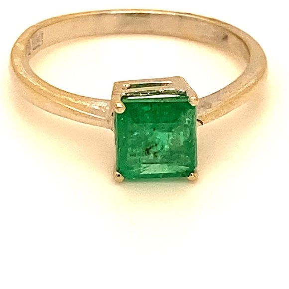 Emerald 1.11ct Solid 18K White Gold Ring - Picture 1 of 6